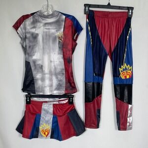 Disney Evie Descendants 3 Piece Red Blue Skirt and Leggings Set Girl's SMALL